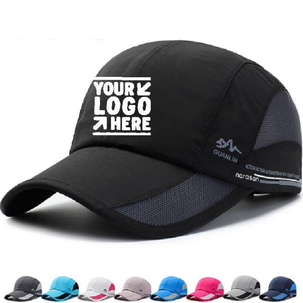 Custom Logo Imprint Unstructured Outdoor Sports Mesh Caps Quick Dry Baseball Hat