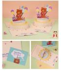 Laser Cut 3d Gift Pop Greeting Cards Cartoon Bear Birthday Cake