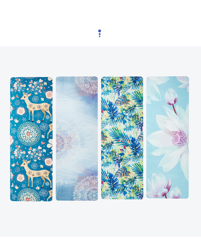 Eco Friendly Flower Printing Suede Rubber Yoga Mat 6MM Thick For Home Pilates Sport
