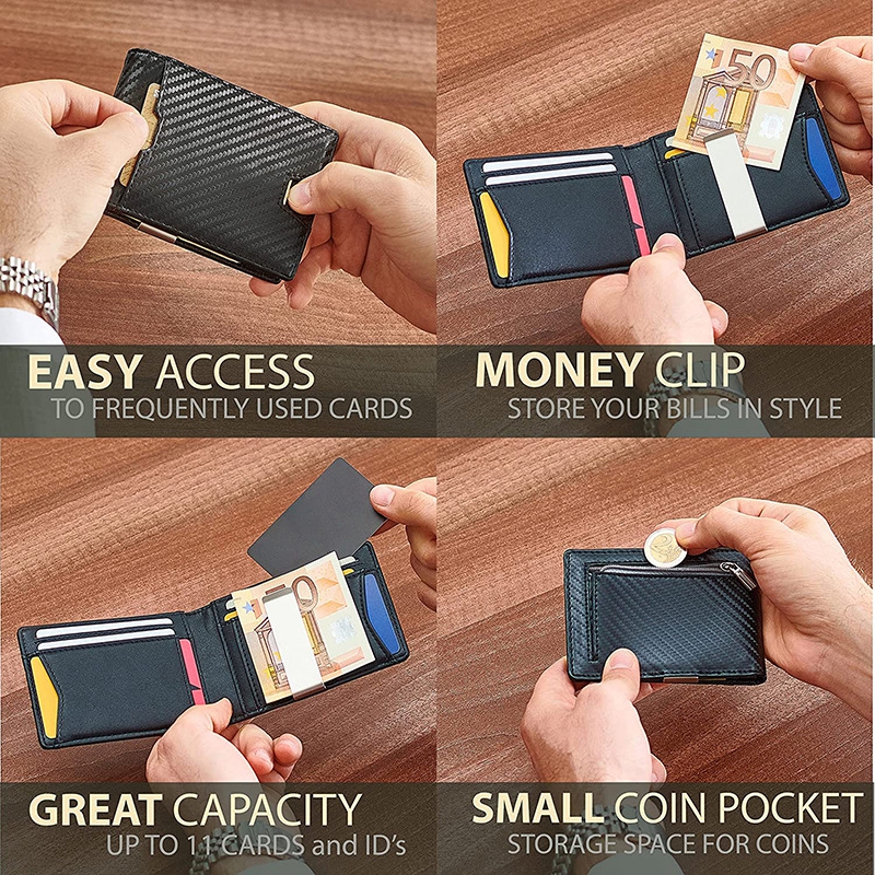 Minibook Rfid Clip Carbon Fiber Wallet Clip Card Holder for Organizing Business Cards