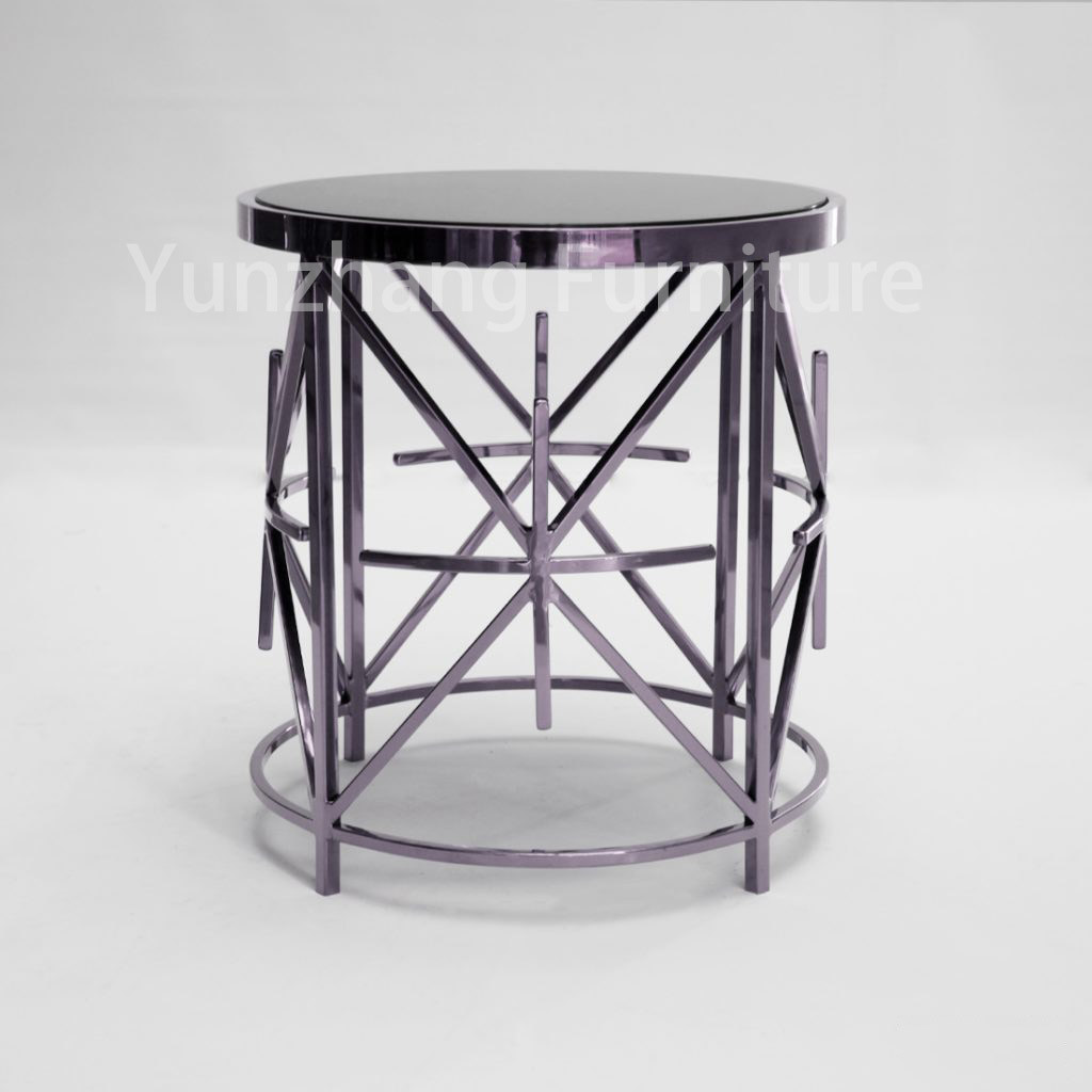 Luxury Round Side Table SS201 tempered glass Sofa Table For Living Room