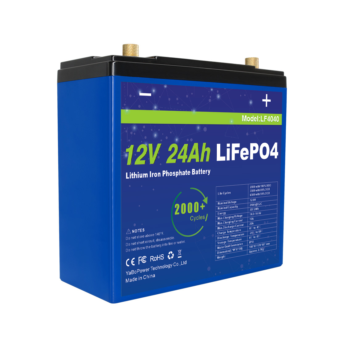 Lightweight 12v 24ah Lifepo4 Battery Portable Design For Boats / Golf Carts