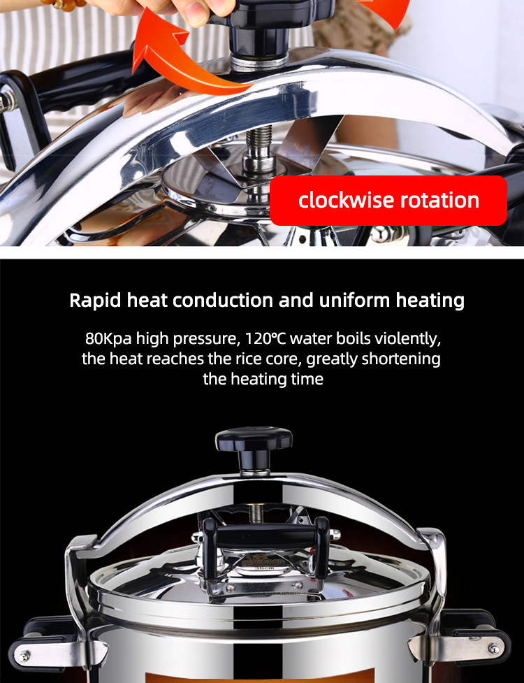 SUS304 Stainless Steel Pressure Cooker 30 - 44cm Sustainable