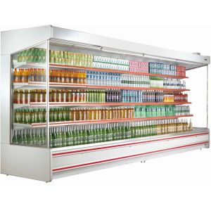 China commercial fruits vegetables sliding door open chiller display on sale