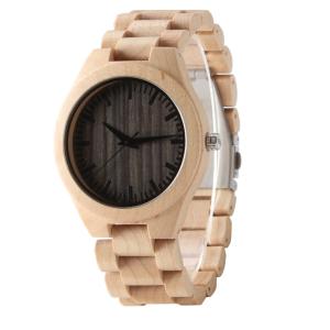 China Stainless Steel Buckle Maple bamboo wrist watch waterproof For Men wholesale