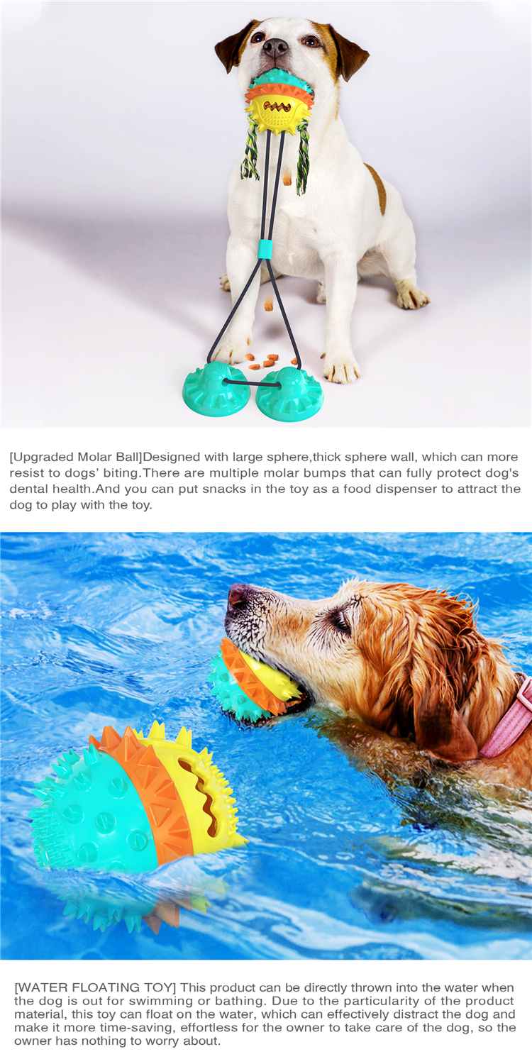A Style Reinforced Sucker Rope Ball Dog Toy Bright Yellow Lake Blue