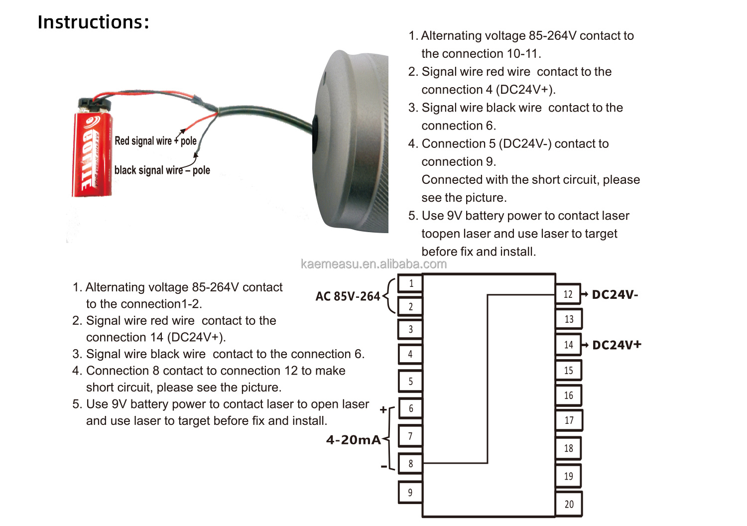 kaemeasu Temperature Transmitter High Precision Pyrometer Temperature Sensor -50~1800℃