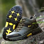 Brown Desert Hiking Mountaineering Running Shoes In Genuine Leather For Men And