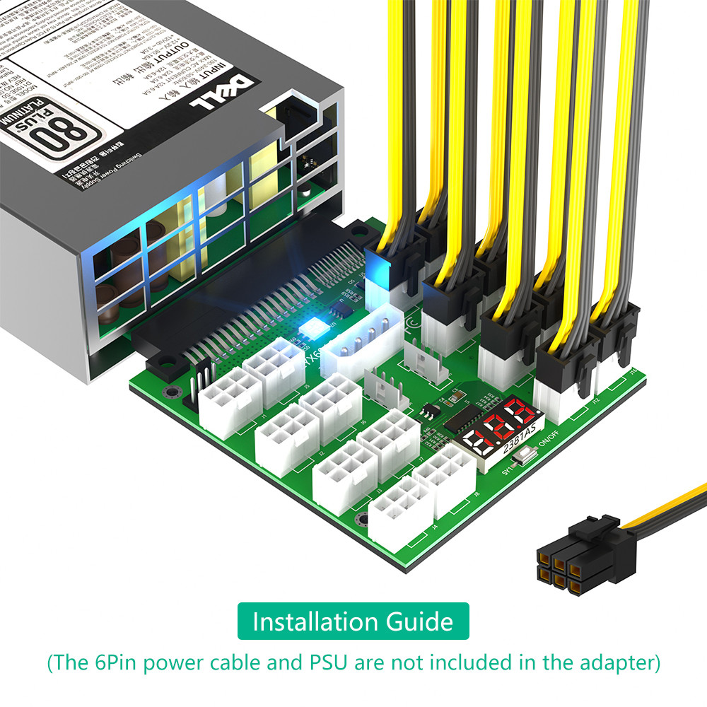 16 Ports 12V PCI-E 6Pin Server Power Supply Breakout Board for Daier 750W 1100W 1600W 2000W 2400W Synchronization Connector