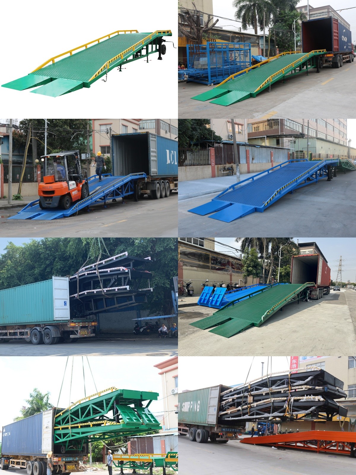 Portable Heavy Duty Loading Ramp 10m Steel Design For 10t Cargo