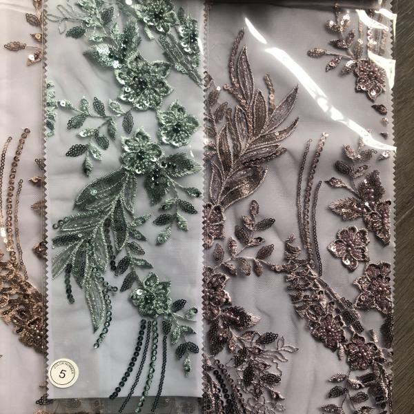 Easily Customizable Luxury 3D Flowers Beaded Embroidery Lace Fabric for Women's Clothing Dance Dresses