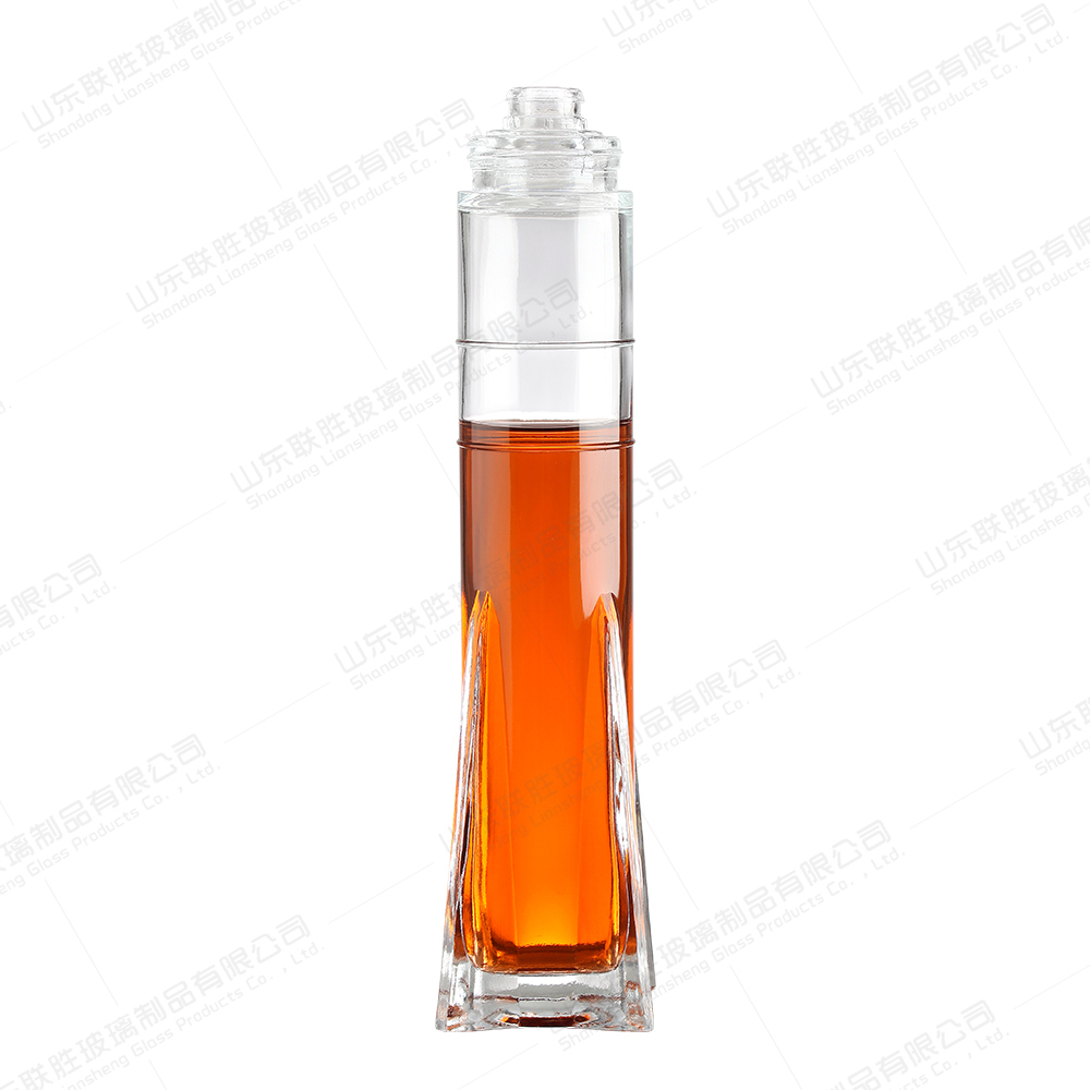 Unique Design Glass Bottle Custom Capacity Logo for Champagne Whiskey Brandy Wine Spirits