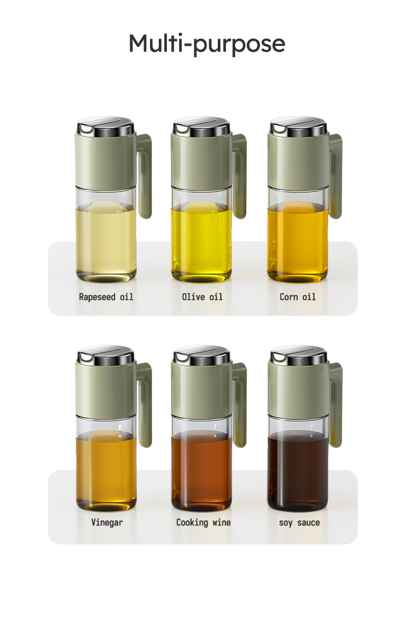 NEW 500 Ml/17oz Stainless Steel Lid Clear Vinegar And Olive Oil Bottle Dispenser Auto Flip Glass Oil Pot Container