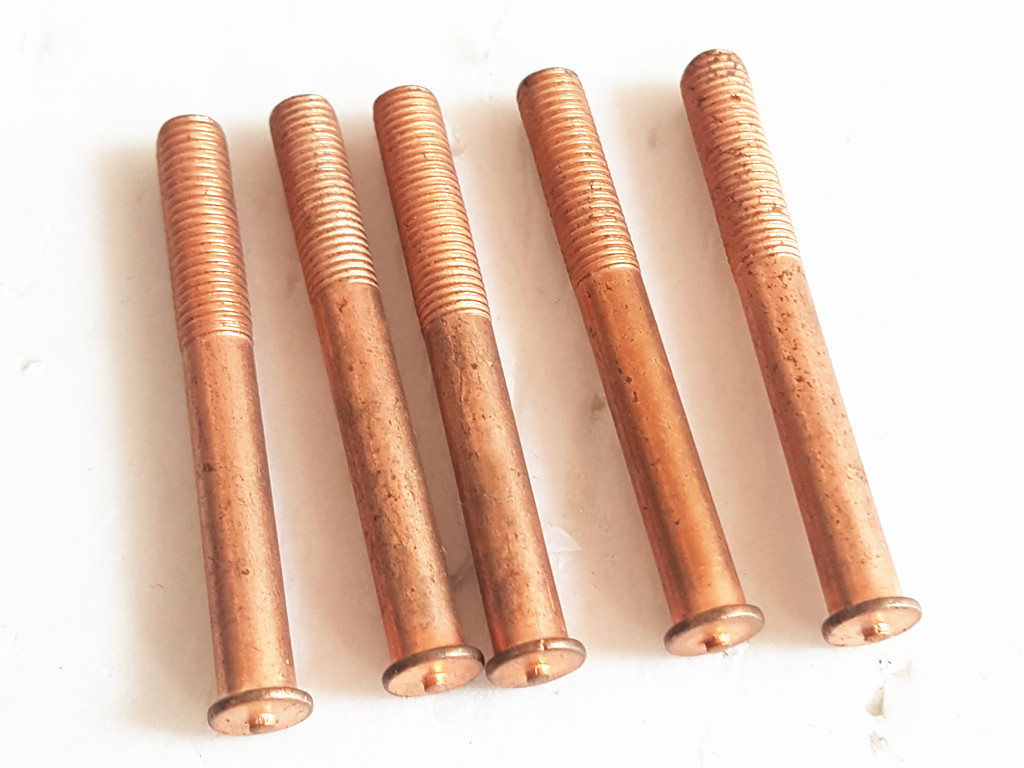 Stainless Steel Annular Grooved Stud Welding Pins , Copper Plated Mild Steel M5 - M12 Stud Welder Pins With Threaded