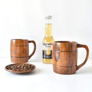China 380mL Handmade Wooden Beer Mug Jujube Eco Friendly Coffee Cups wholesale