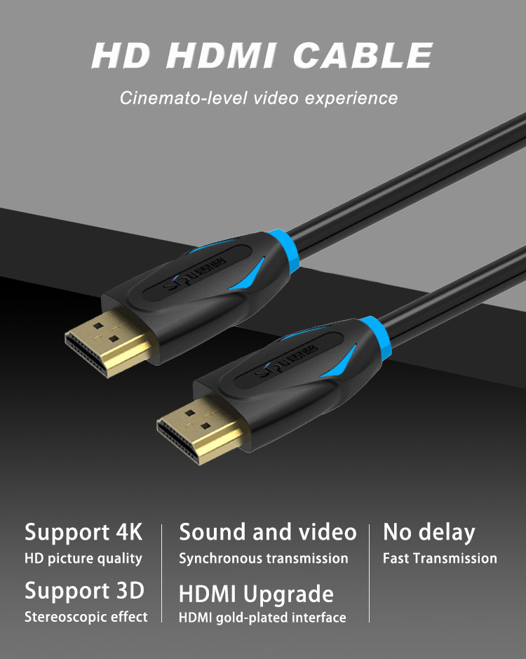 5.5mm OD Audio Video Hd 3d 1080P HDMI Cable 4k 1.5M Fast Transmission