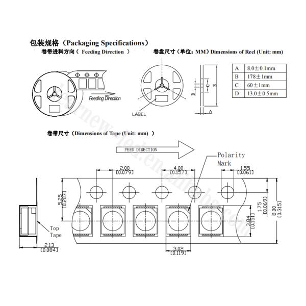 1W SMD 3030 Blue LED Grow Light Chip 440-470nm 300mA 3.0-3.4V