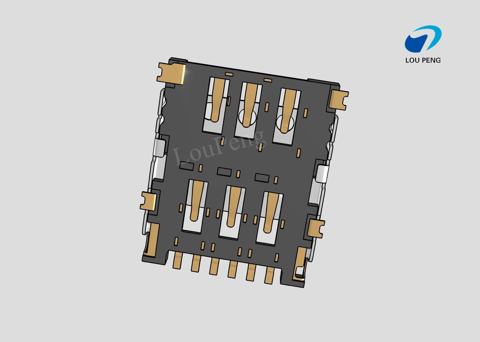 SIM Connectors, SIM Card Connectors, 2FF mini SIM Compatible Card, 6 Position, 2.54mm [.1in] Centerline,SMT