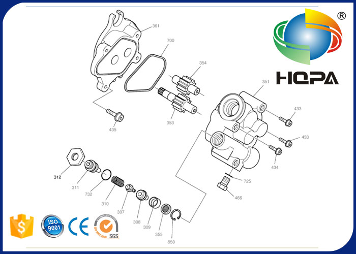 Excavator hydraulic spare parts DH215-9 DH225LC-9 DH220LC-9 gear pump K9004530