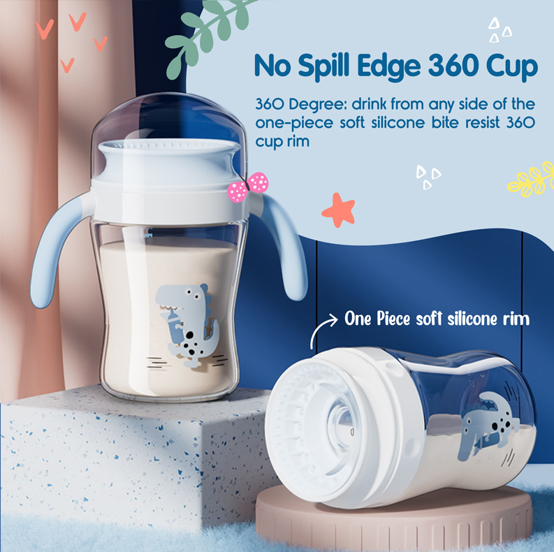 Wide Neck Infant Water Sipper Age 7 - 12 Years Baby No Spill Water Cup With Straw