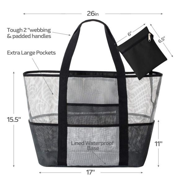 Grocery Mesh Tote, Summer Beach Bag Beach Bags Shopping Bags Toys Storage Bags Grocery Bags Picnics Bags Gym Bags