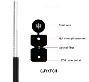 China FTTH Fiber Optic Drop Cable , GJYXCH Outdoor Optical Fiber Cable Black Color wholesale