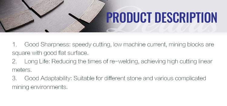OEM Supported Triple-blades Diamond Segments for Mining Stones Cutting 22*15.6/16.4*15mm