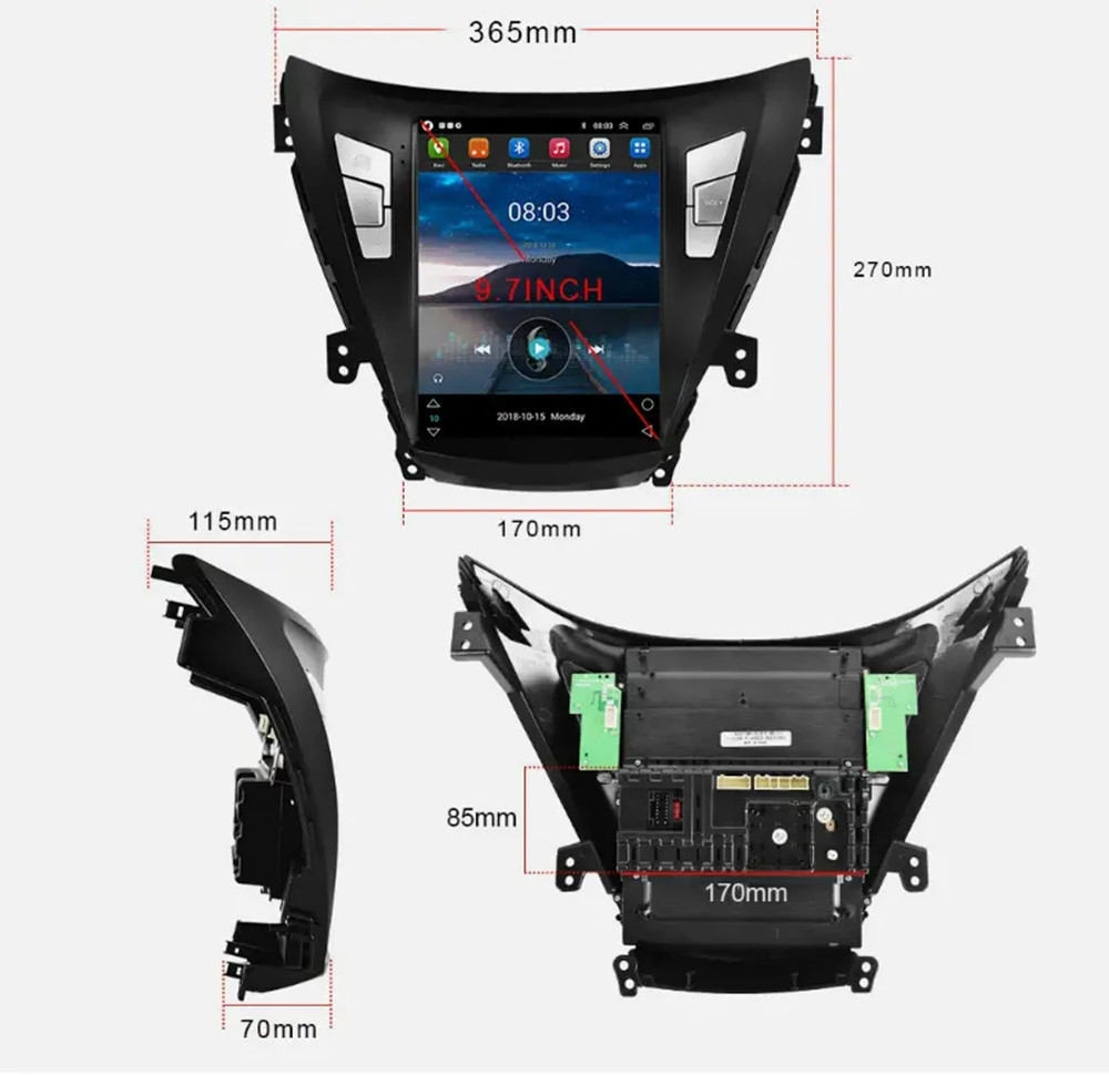 9.7inch Android Car Stereo Touch Screen Carplay For Toyota Elantra 2012-2016
