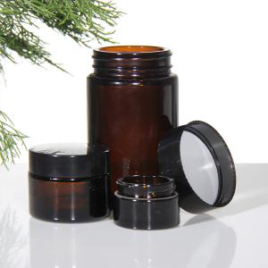 China Transparent Amber Frosted Glass Cream Jars For Cosmetic 30g 1oz wholesale