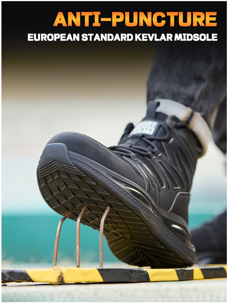 Kevlar Air-cushioned Sole Work Shoes Ultimate Safety Boots for Security Work