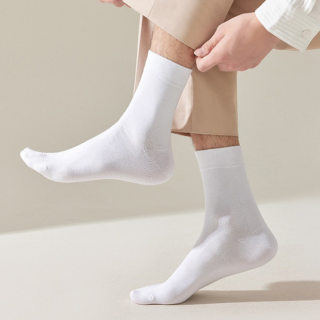 Custom Logo Comfortable Solid Color Crew Socks Neutral Bamboo Fiber Socks