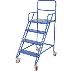 China 6M Movable RAL Powder Coated 4 Step Steel Ladders wholesale