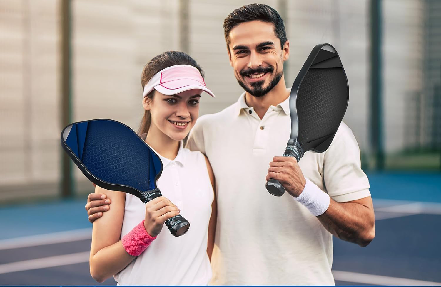 Rectangular Shape Pickle Ball Rackets , Womens Pickleball Paddles 16mm