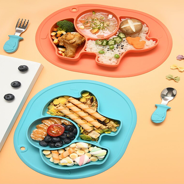 Food Feeding Elephant Silicone Baby Plates Customized Kids Dinning Plate Bpa Free
