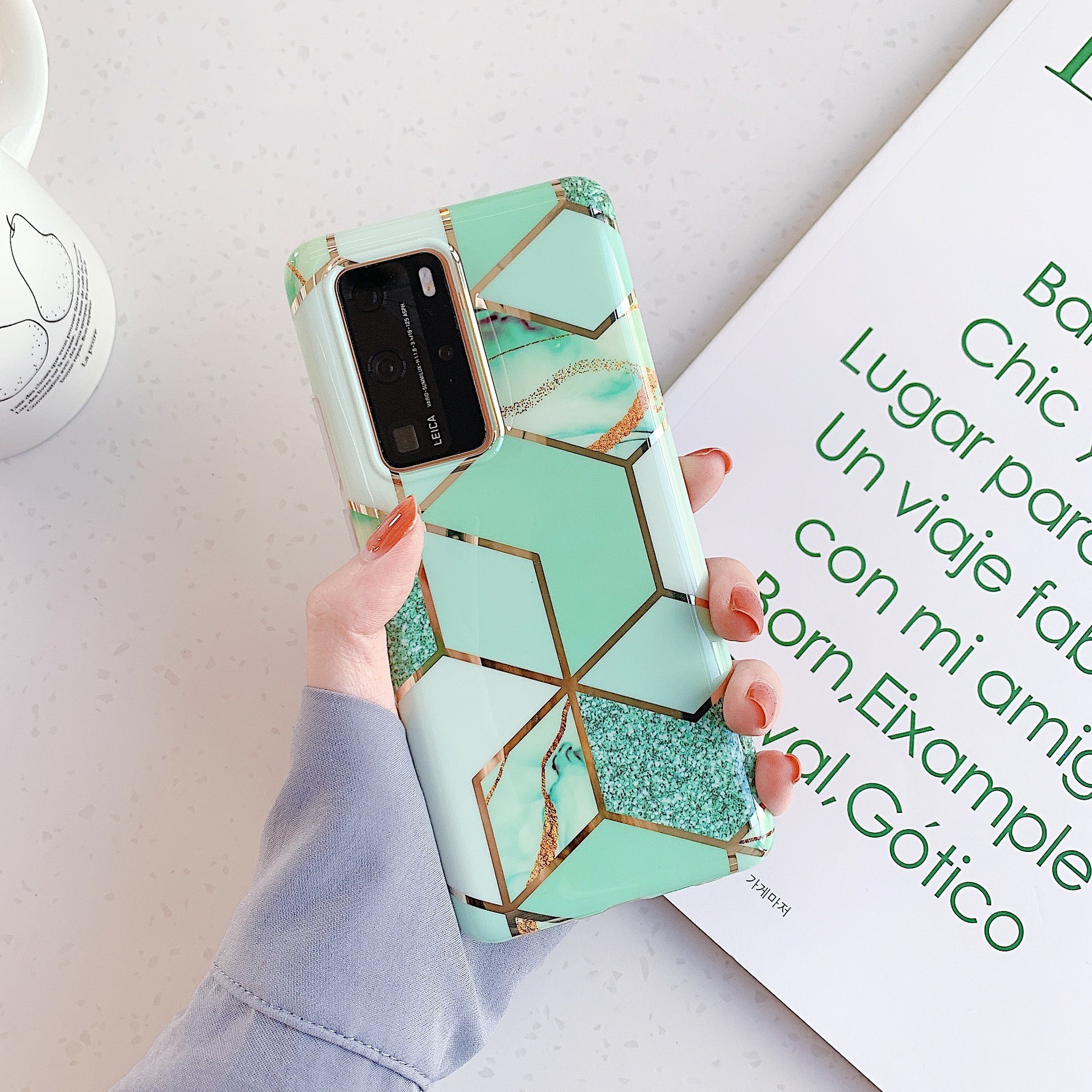 Shock Absorption Phone Case , Soft TPU Phone Cover High Protective Golden Foil Style