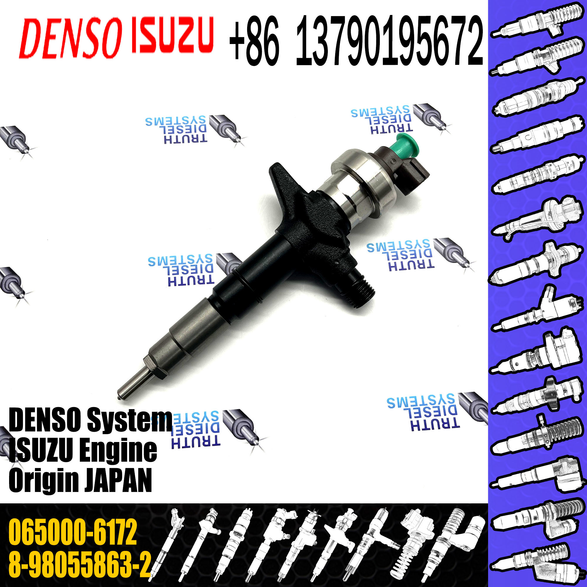 diesel engine fuel injector 065000-6172 common rail injector 8-98055863-2 engine accessories 8980558632