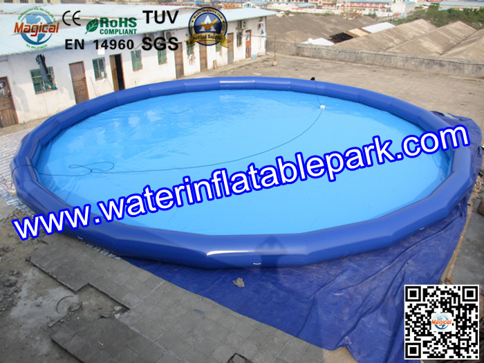 Bule 10m Inflatable Water Pool , Round Inflatable Pool For Water Park
