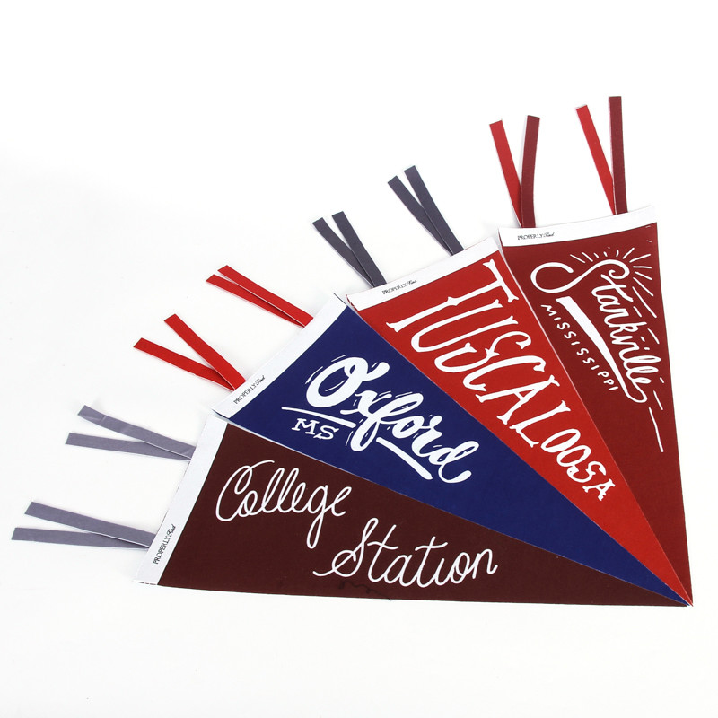 Custom 30*76cm Felt Pennant Flag , Digital Printing Hanging Triangle Flags