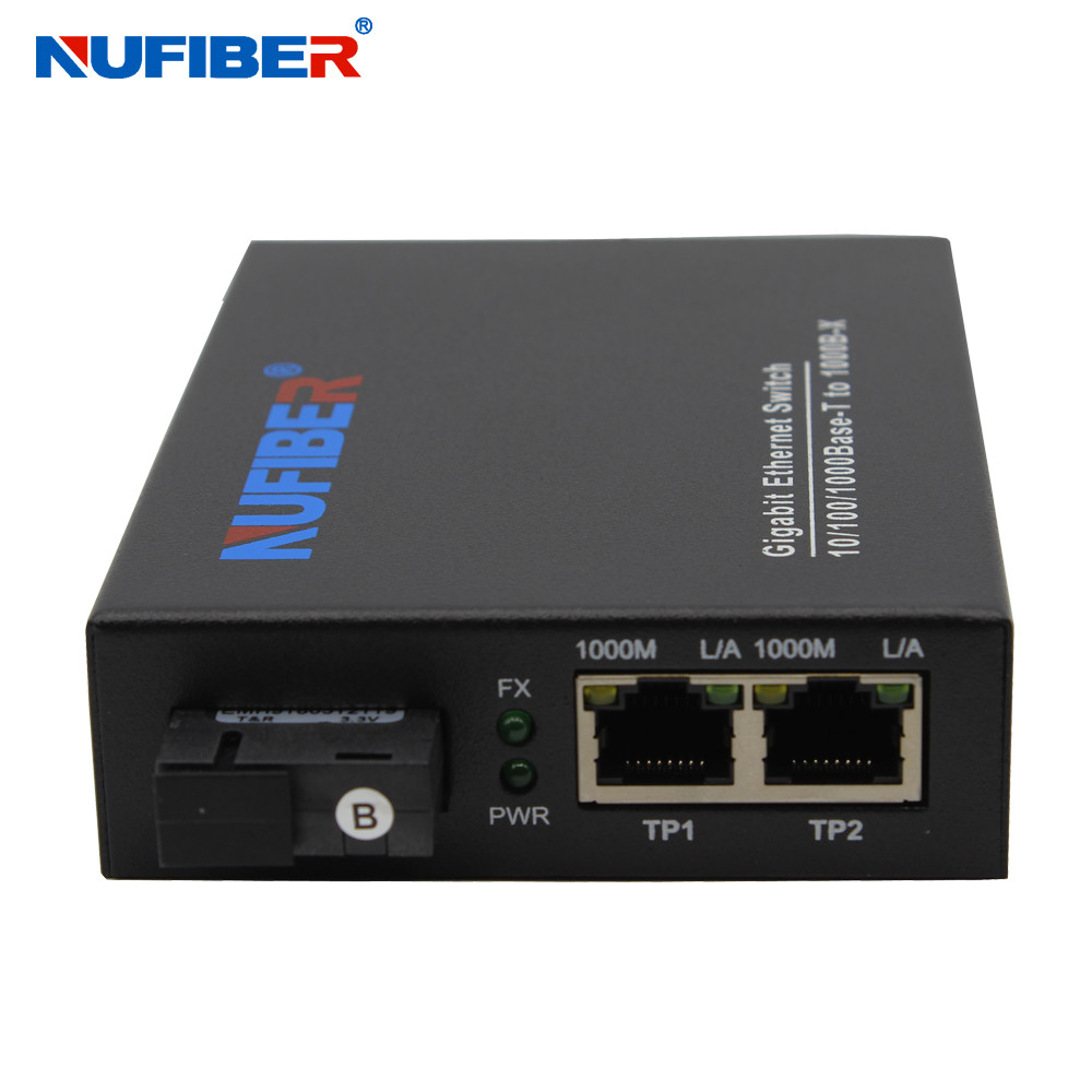 1000M 2-ports Rj45+1 Fiber Port Switch SM Bidi SC 1310nm/1550nm Gigabit fiber ethernet switch converter