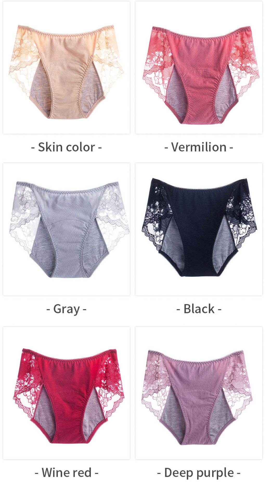 Custom Physiological Panty Breathable Menstrual Leakproof Lace Panties Cotton Sexy Lace Period Underwear
