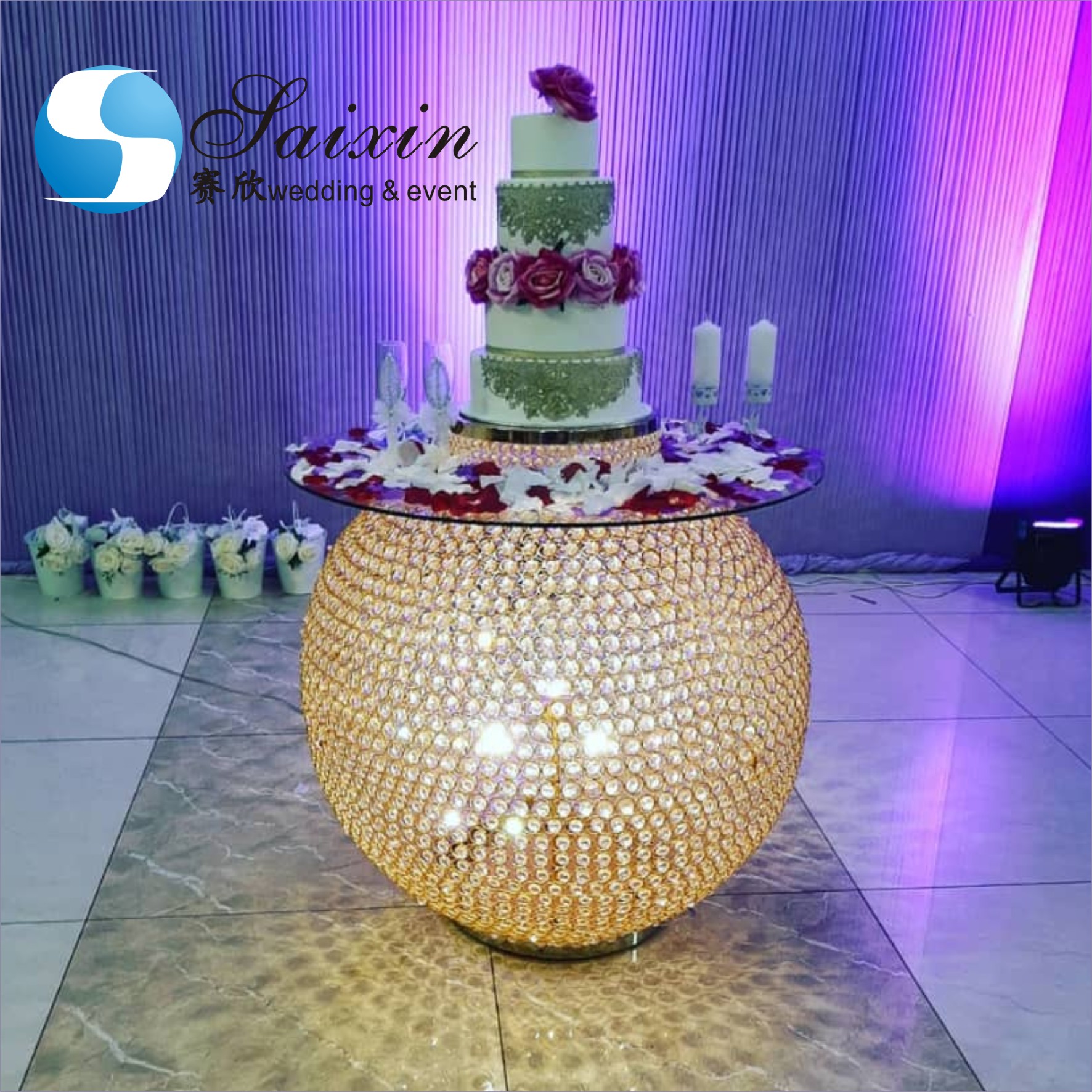 Elegant Hanging Crystal Cake Stands For Wedding Decoration