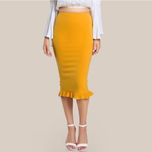 China Fashion 2018 Yellow Package Hip Pencil Office Skirts Women wholesale