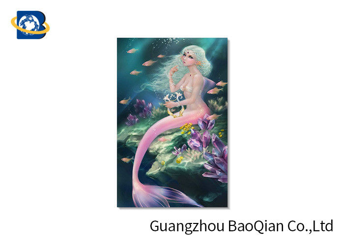 Beautiful 3D Printed Greeting Cards Pretty Mermaid Image PET Material Customized