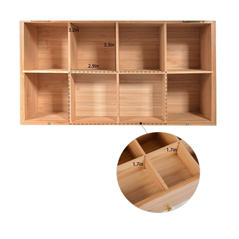 Transform Your Vanity with Bamboo Storage Box and Drawers Capacity 3-6L 33 x 19 x 10.2 cm