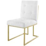 Luxury Home White Upholstered Dining Chairs With Gold Legs