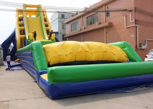 China Yellow / Blue and Green Dry and Wet Slides , Inflatable Crazy Drop Kick Slide For Amusement Park wholesale