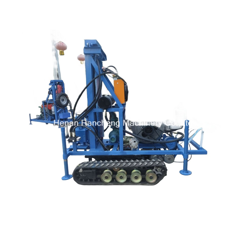 150m Depth Percussive And Rotating Type Rubber Crawler Mounted Water Drilling Rig