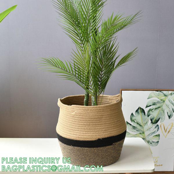 Home Decoration Basket For Plants Cotton Rope Woven Rattan Flower Pots Planter Cotton Rope Woven Rattan Flower Pots
