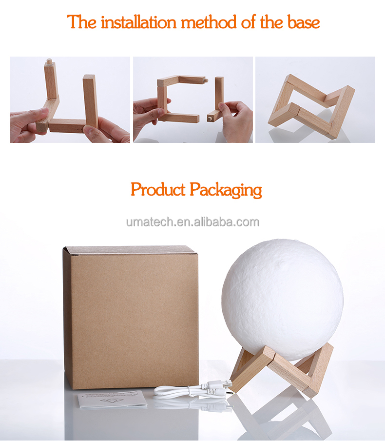 2700K LED Moon Space Lamp Environmental PLA 3D Printing 12cm x 15cm Null Design Style