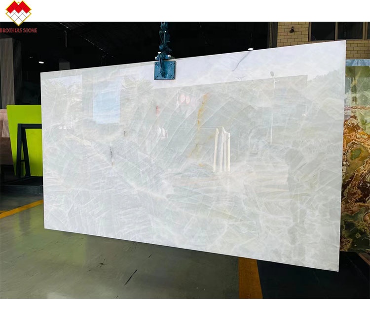 Modern Villa Design Polished White Onyx Marble Slab for Livingroom Wall and Flooring